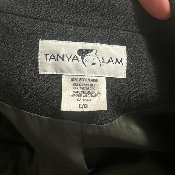 Vintage Black Wool Overcoat, Size Large - Picture 9 of 15